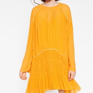 Zara Trafaluc Yellow Beaded Mini Dress Size XS